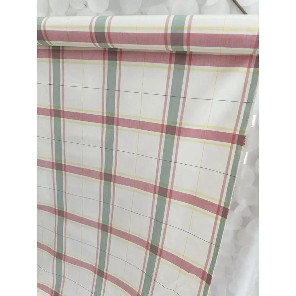 Vintage 90’s Pink Green Cream Yellow Plaid Fabric Cottage Country By The YARD